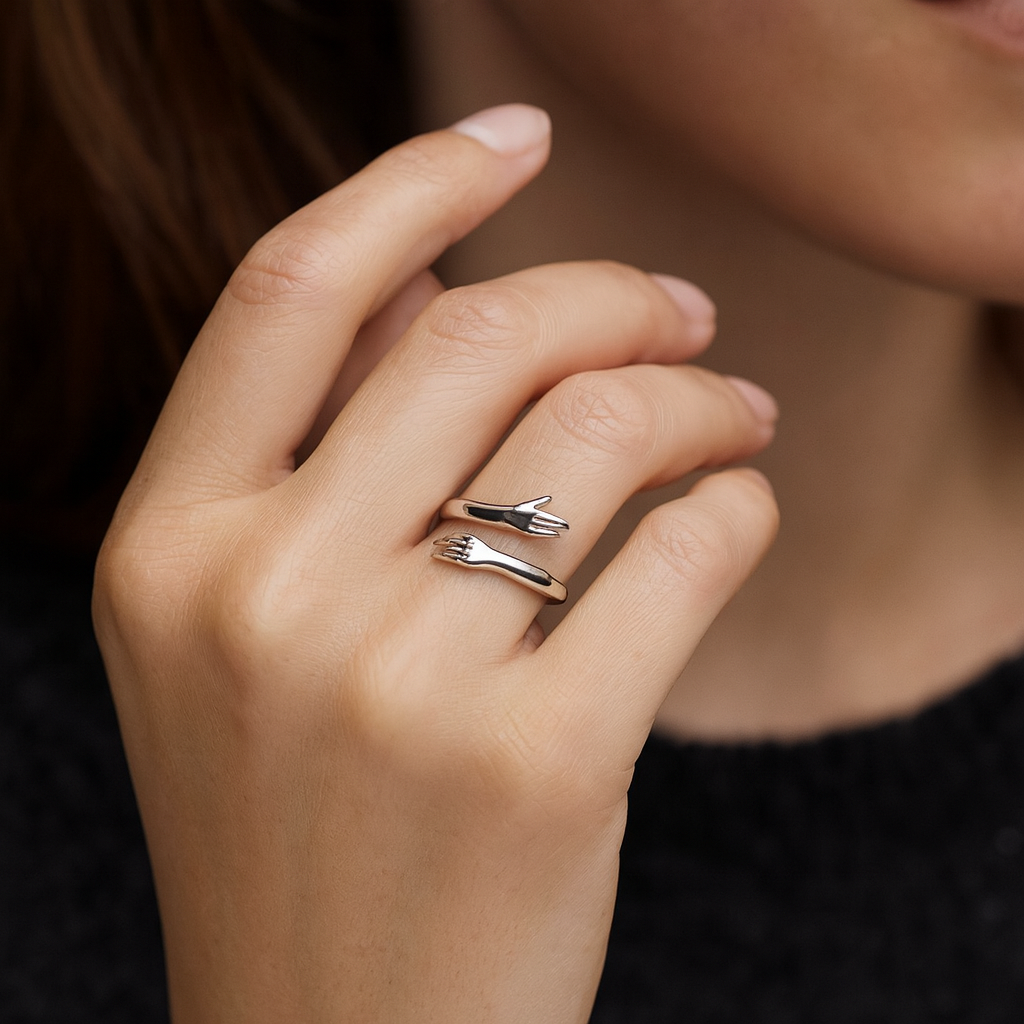 Pietra - Anello regolabile in argento Cuddle