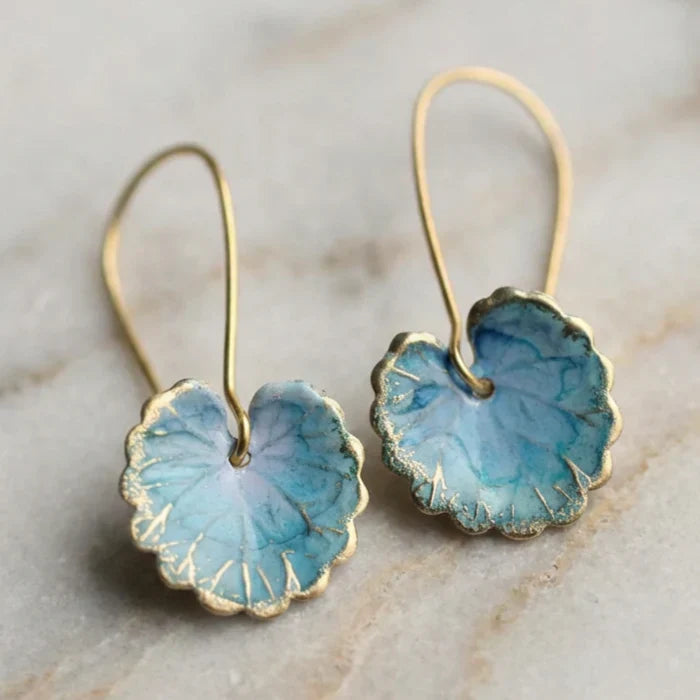 Orecchini vintage a forma di foglia blu