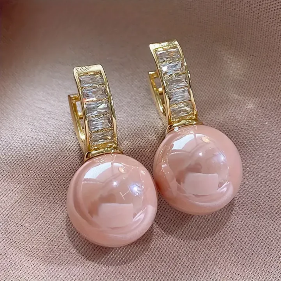 Orecchini d'Oro con Perla Rosa e Zircone