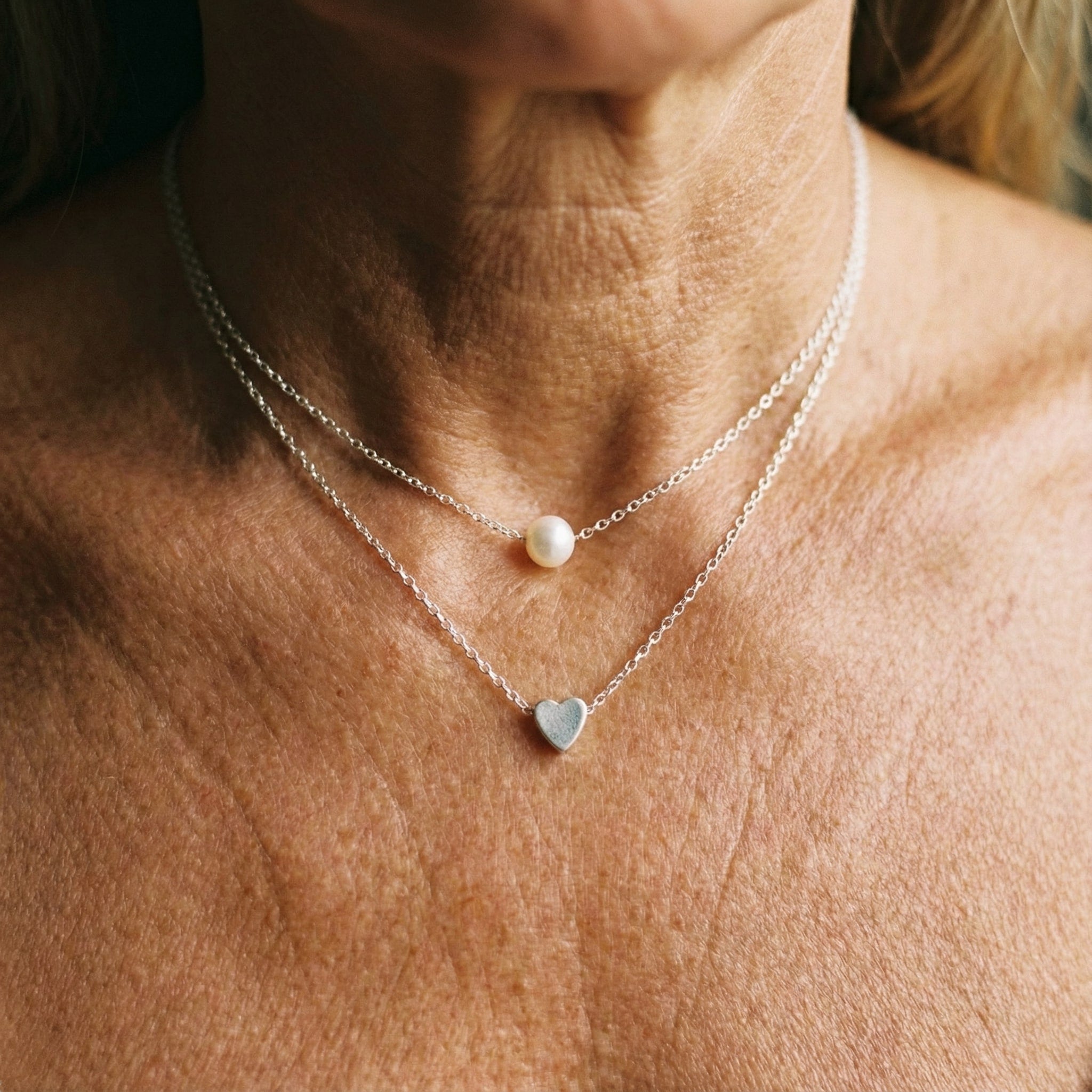 Collana con Cuore in Argento e Margherite