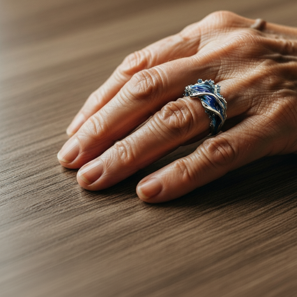 Anello retro in argento e oro "Oceano Ondulato"