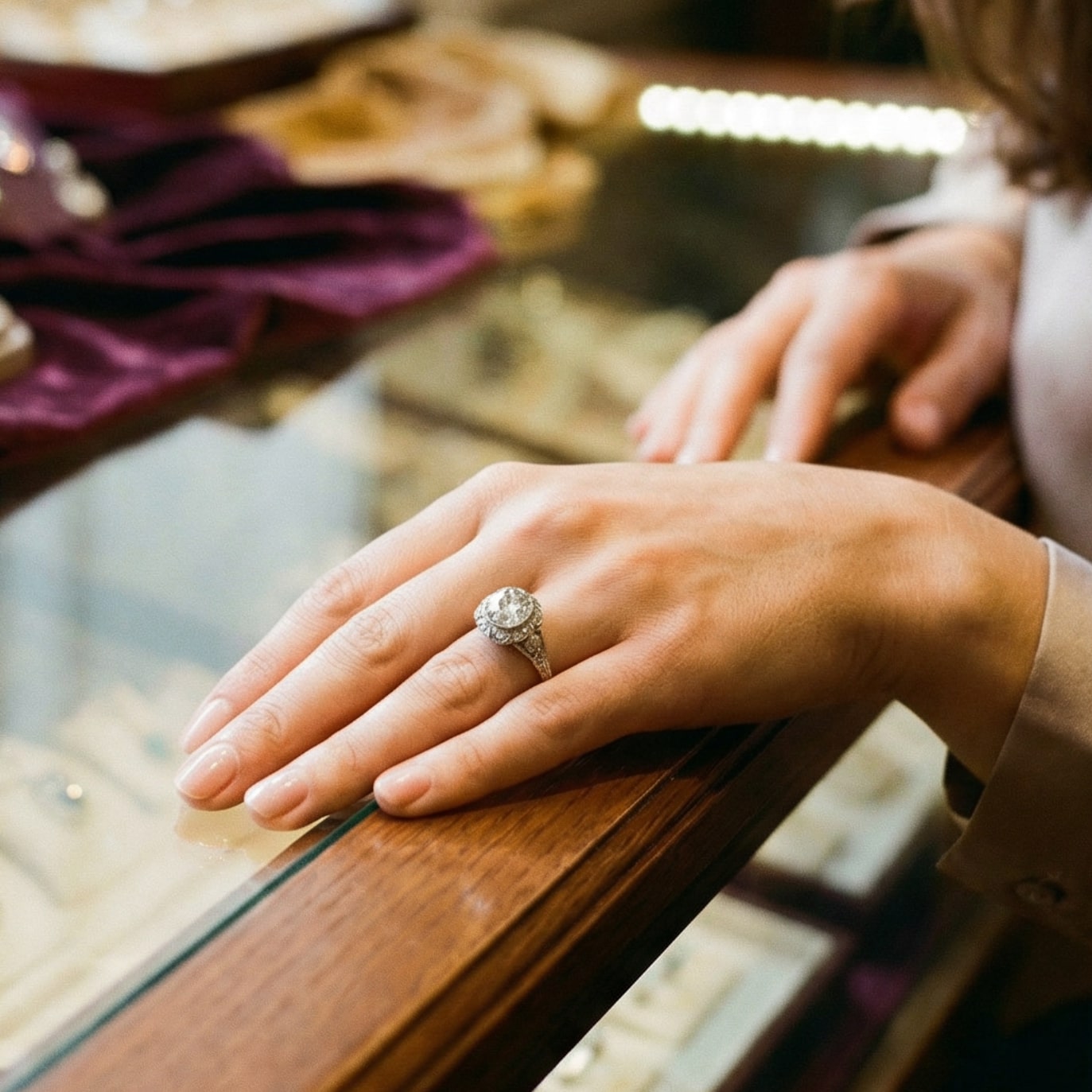 Anello retrò in argento cristallino