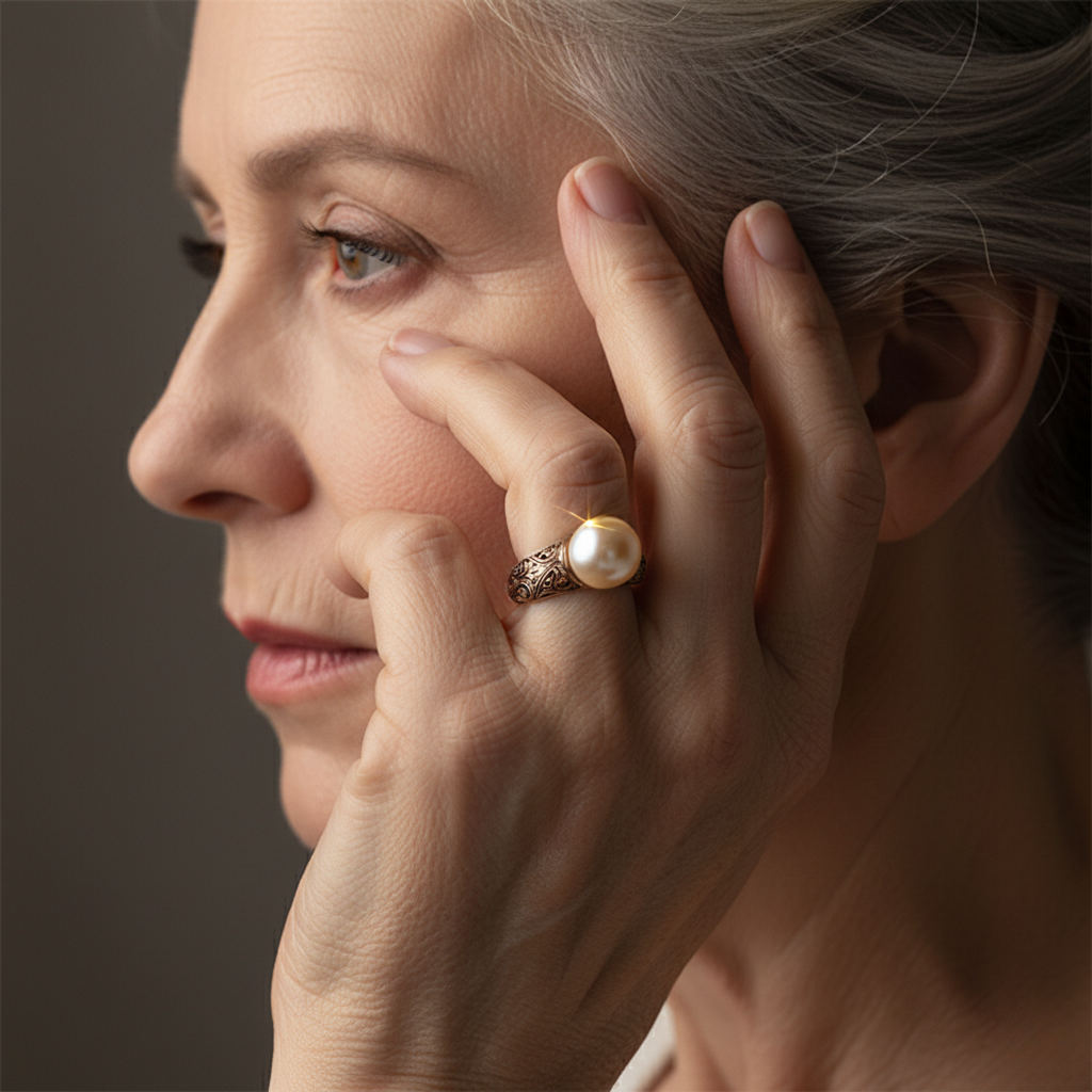 Anello retrò in oro con perla