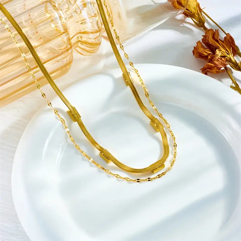 Collana retrò dorata a due strati "Sorella Gem"