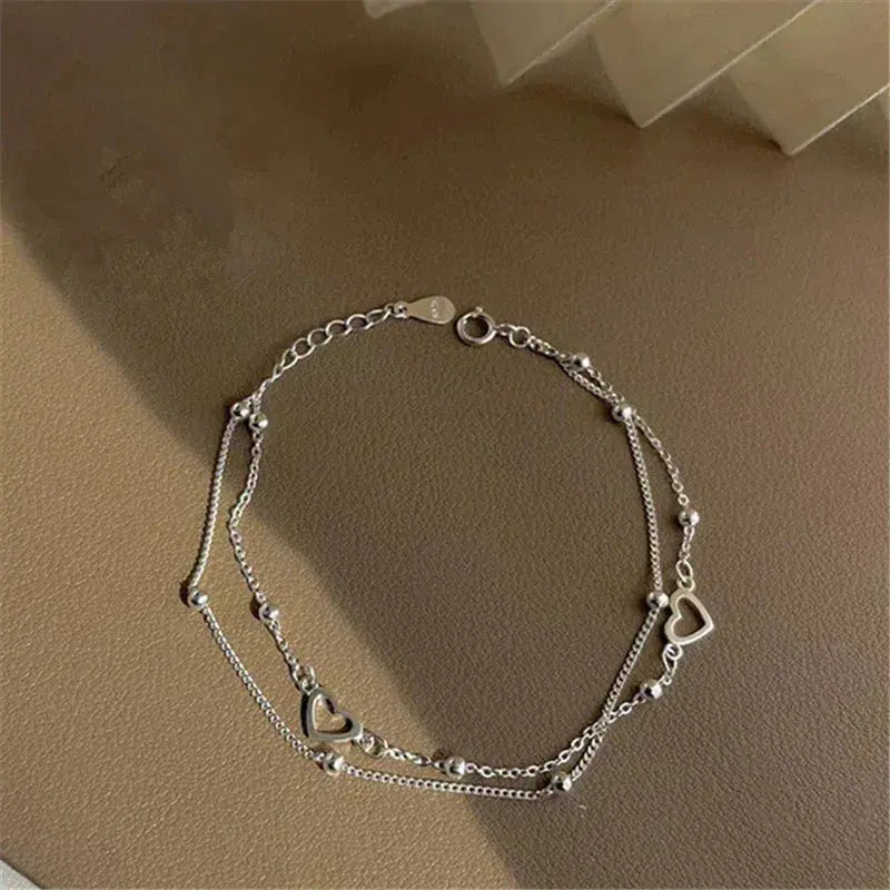 Bracciale Regolabile in Argento con Cuore