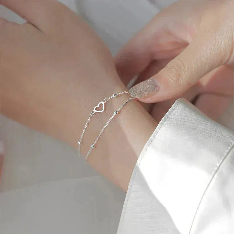 Bracciale Regolabile in Argento con Cuore