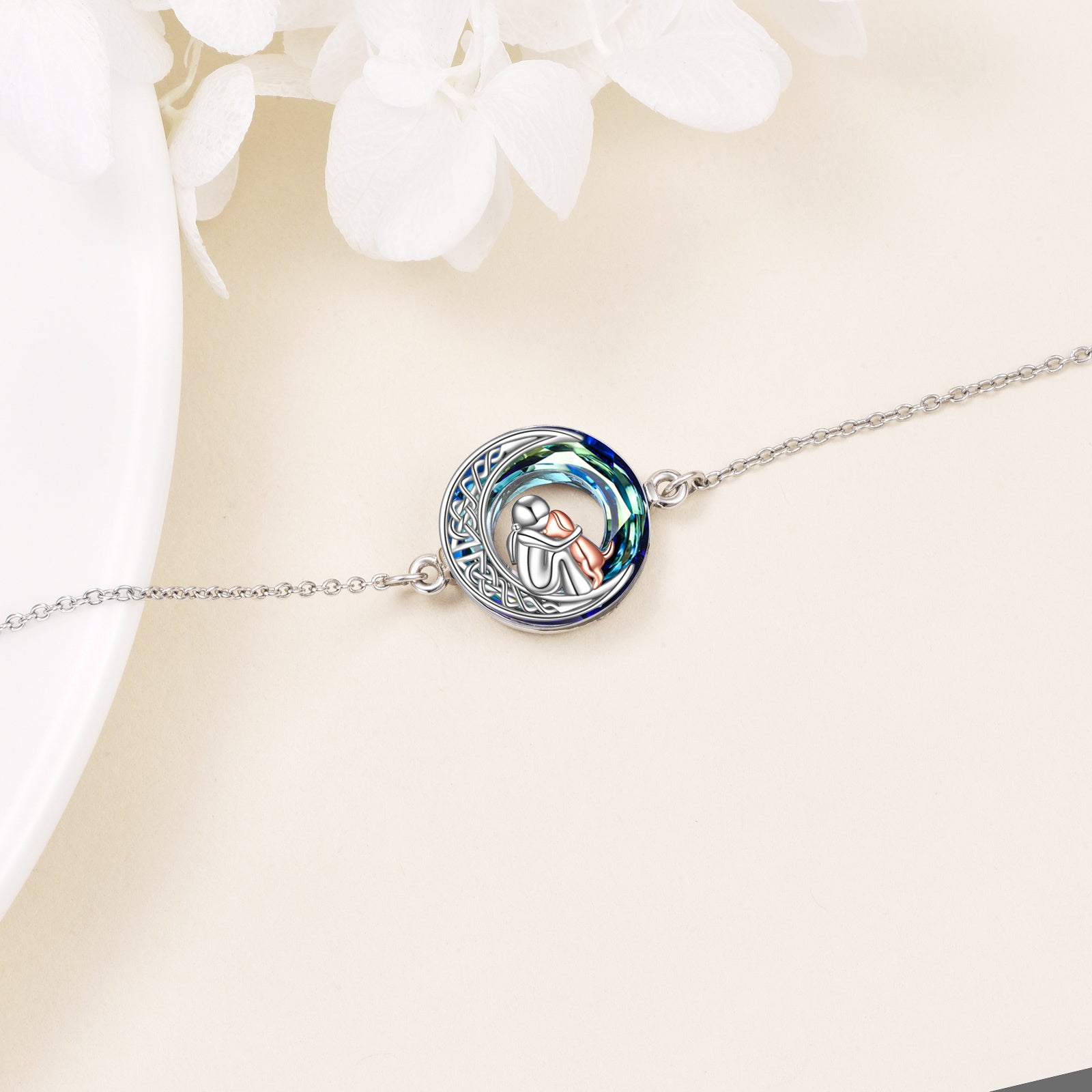 Bracciale Regolabile con Ciondolo a Forma di Cane in Argento