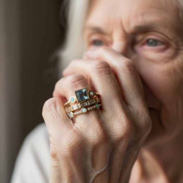 Herta - Set di Anelli Vintage con Cristallo Blu