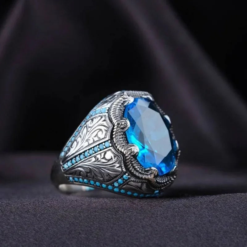 Anello Vintage Fatti a Mano in Argento e Pietra Blu