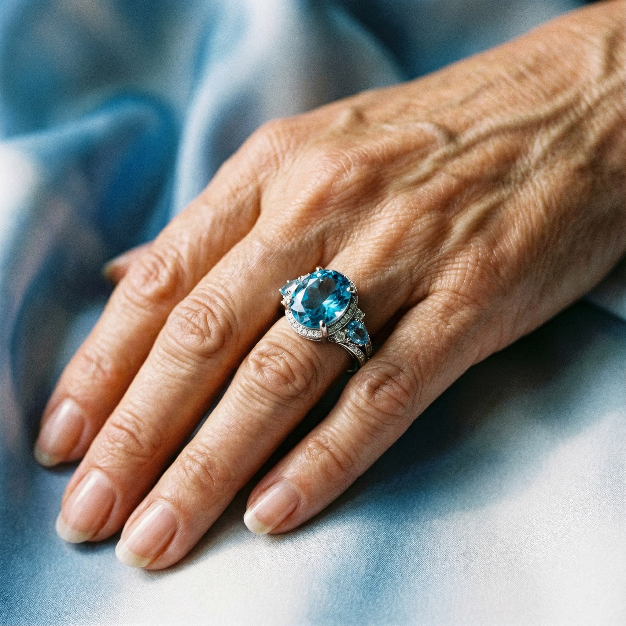 Anello Vintage in Argento con Cristallo Blu