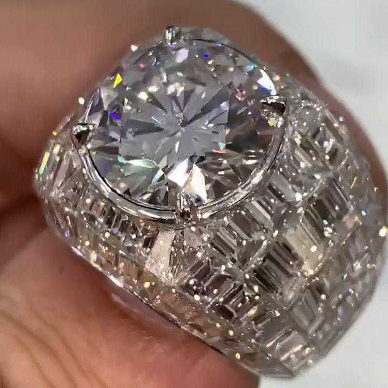 Anna-Lena – Anello con diamante in argento a taglio rotondo.