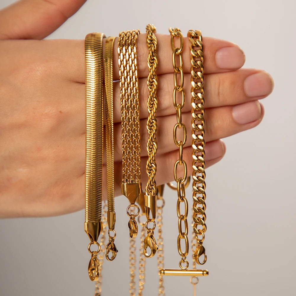 Teresa – Bracciali d'oro con doppia catena.