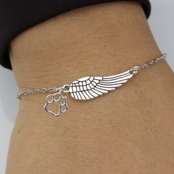 Bracciale Monumento in Argento con Piuma d'Angelo e Impronta