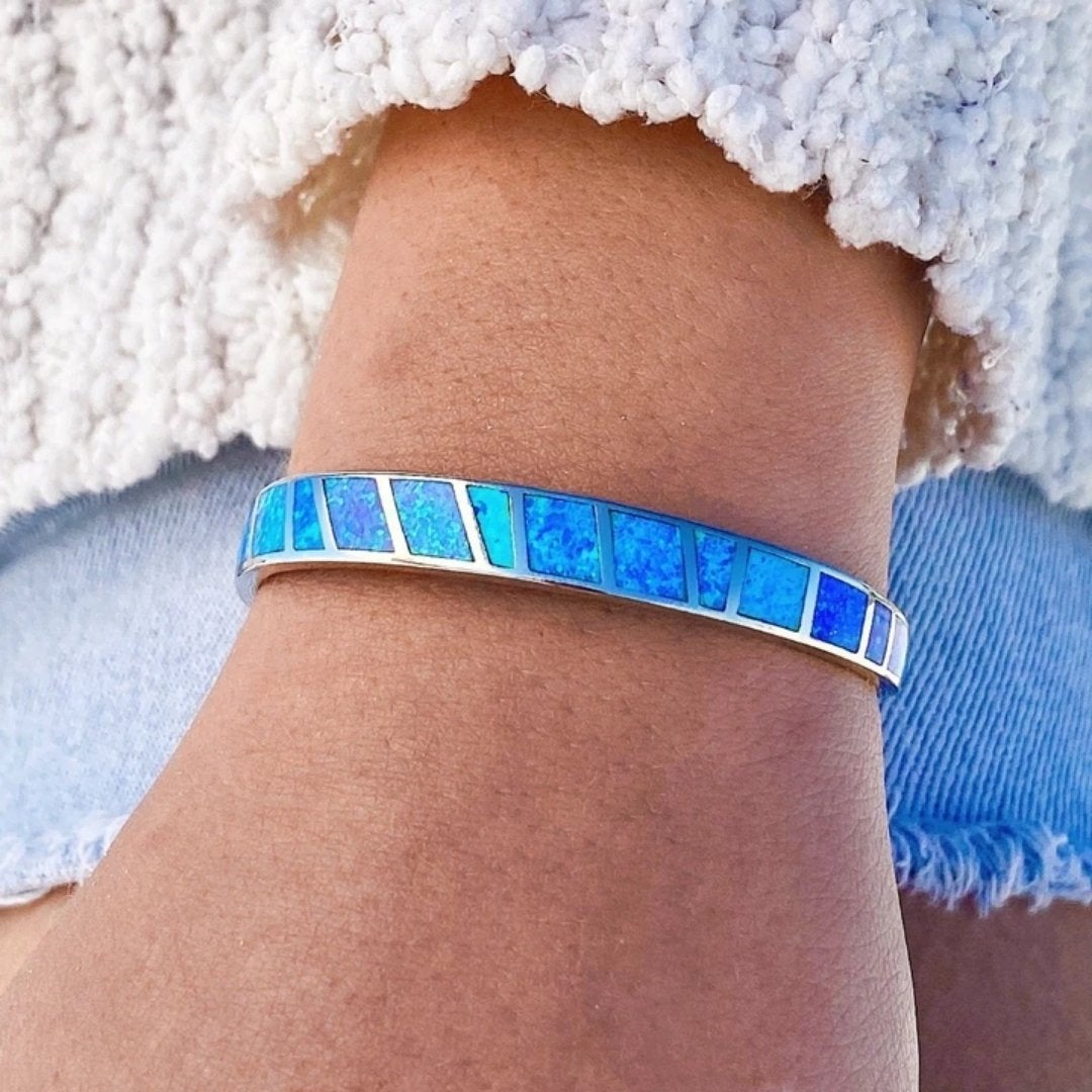 Bracciale in opale blu e argento