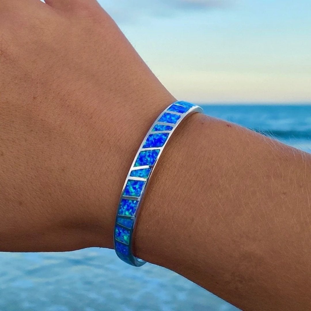 Bracciale in opale blu e argento