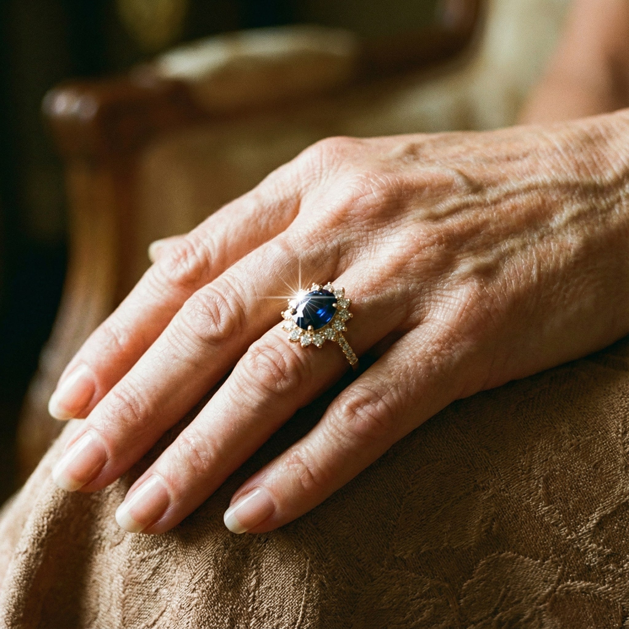 Anello con Zircone Blu Scuro