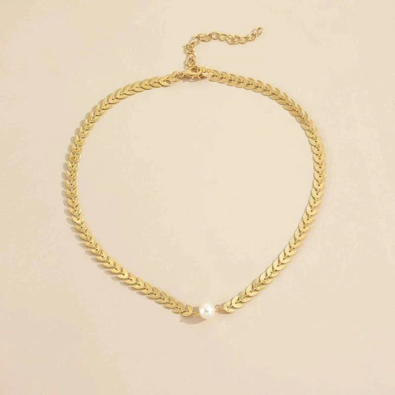 Collana Greca con Perla in Oro