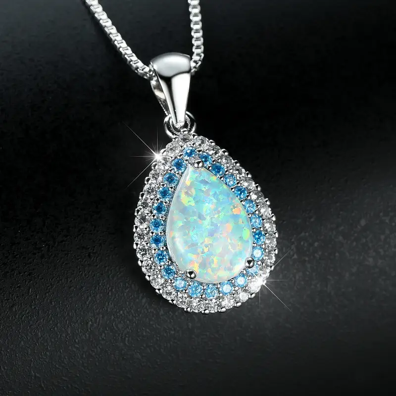 Collana Goccia in Luminoso Blu Opale