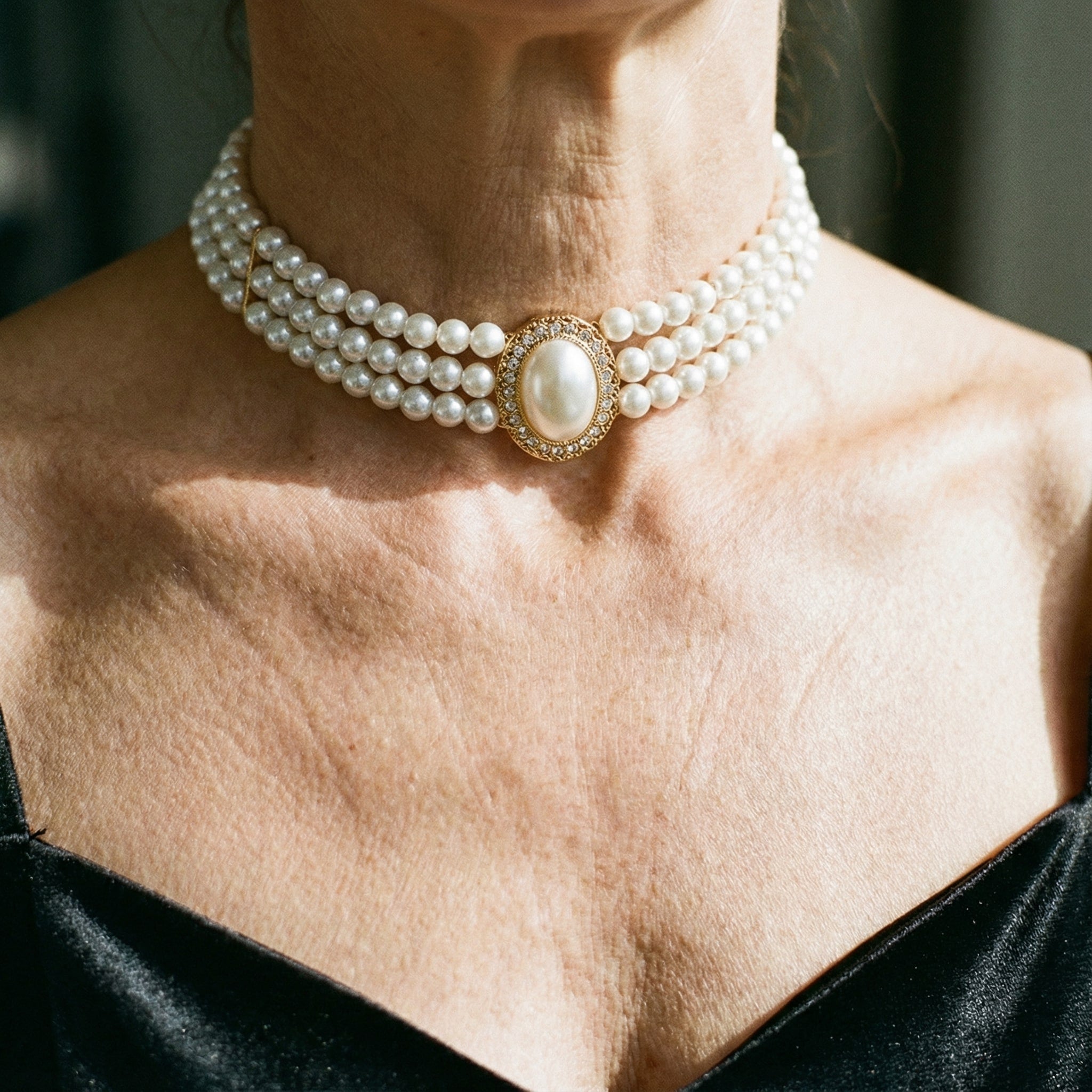Collana Elegante con Tre Perle