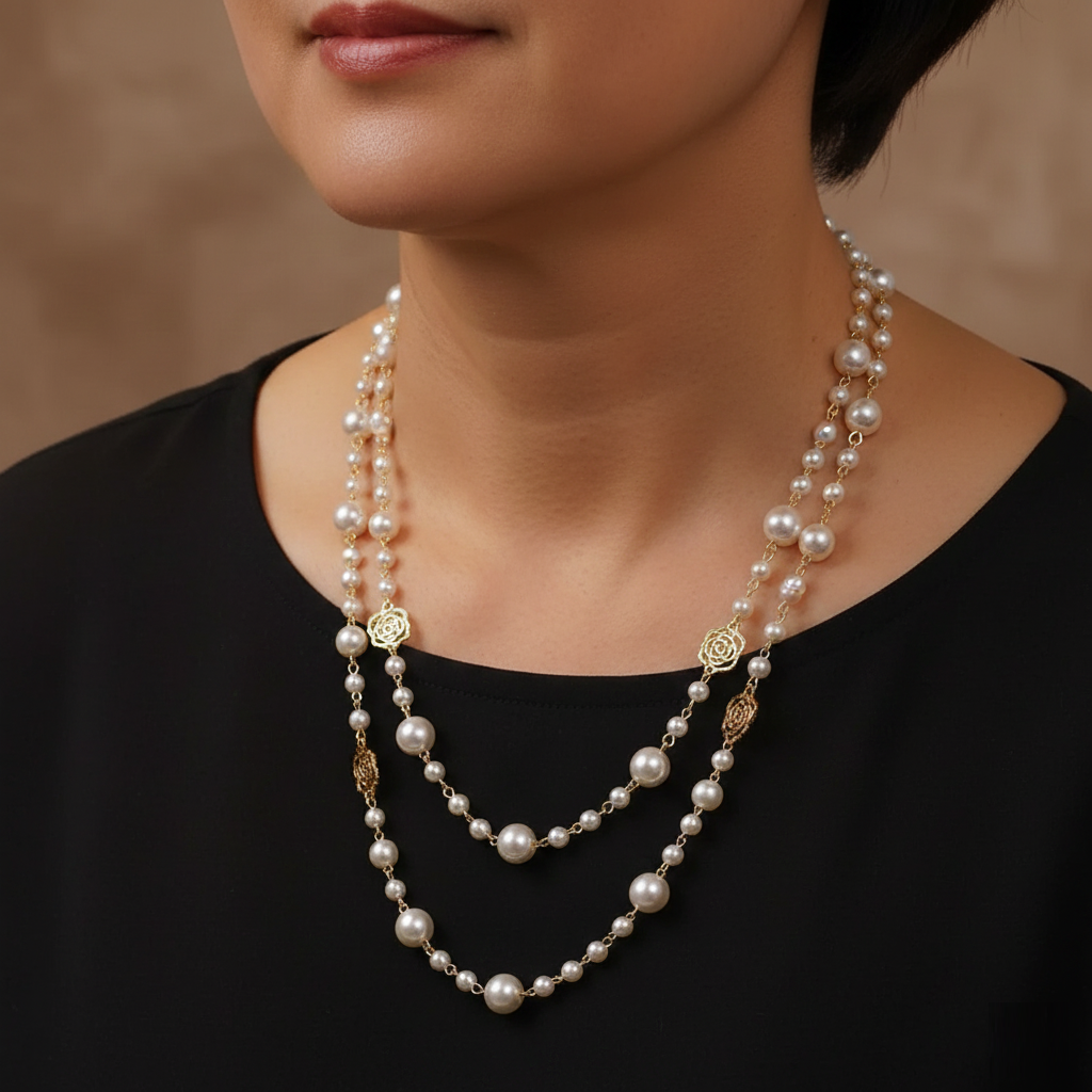 Collana elegante in oro con piccola perla