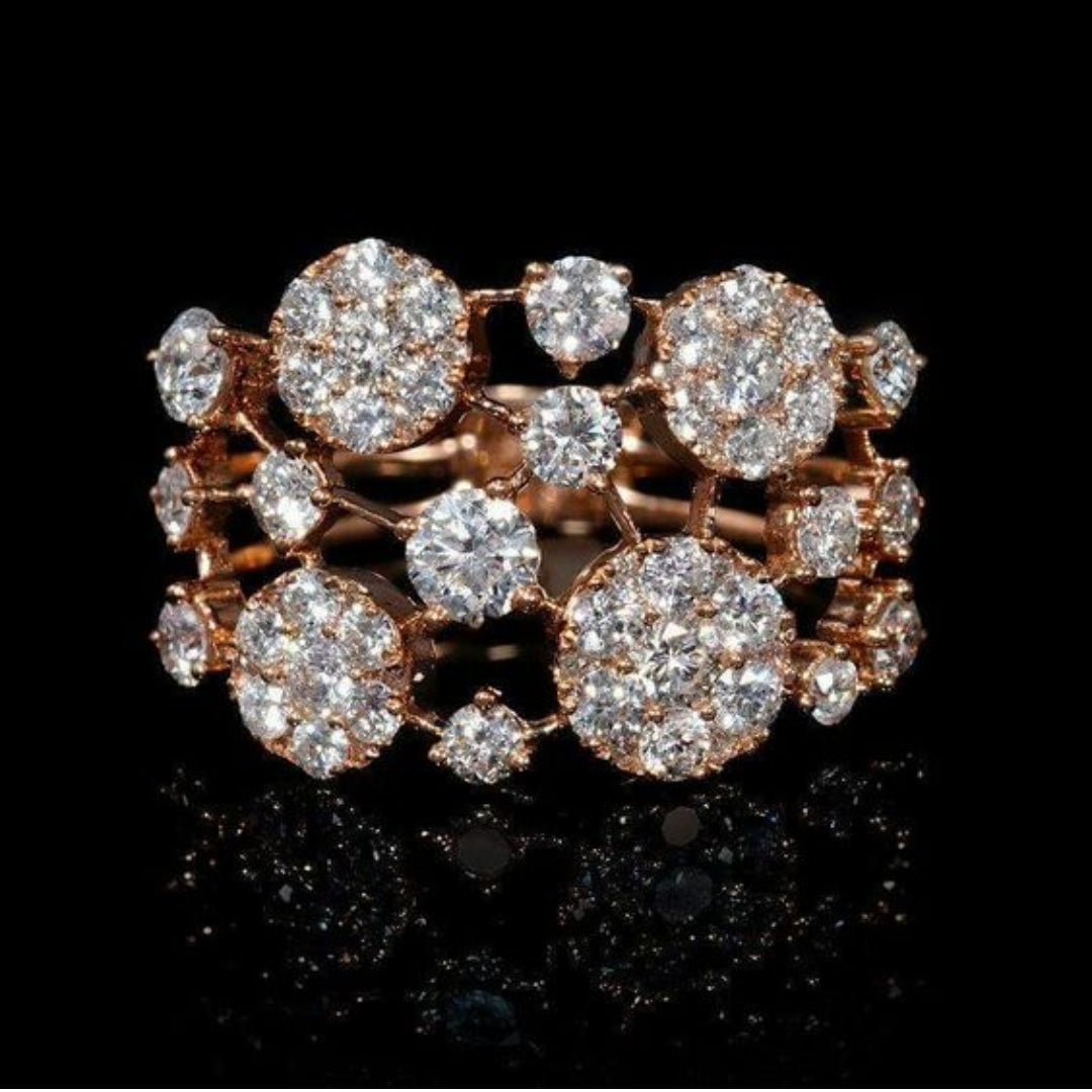 Anello in Oro Rosa Anticato con Pietre Luccicanti