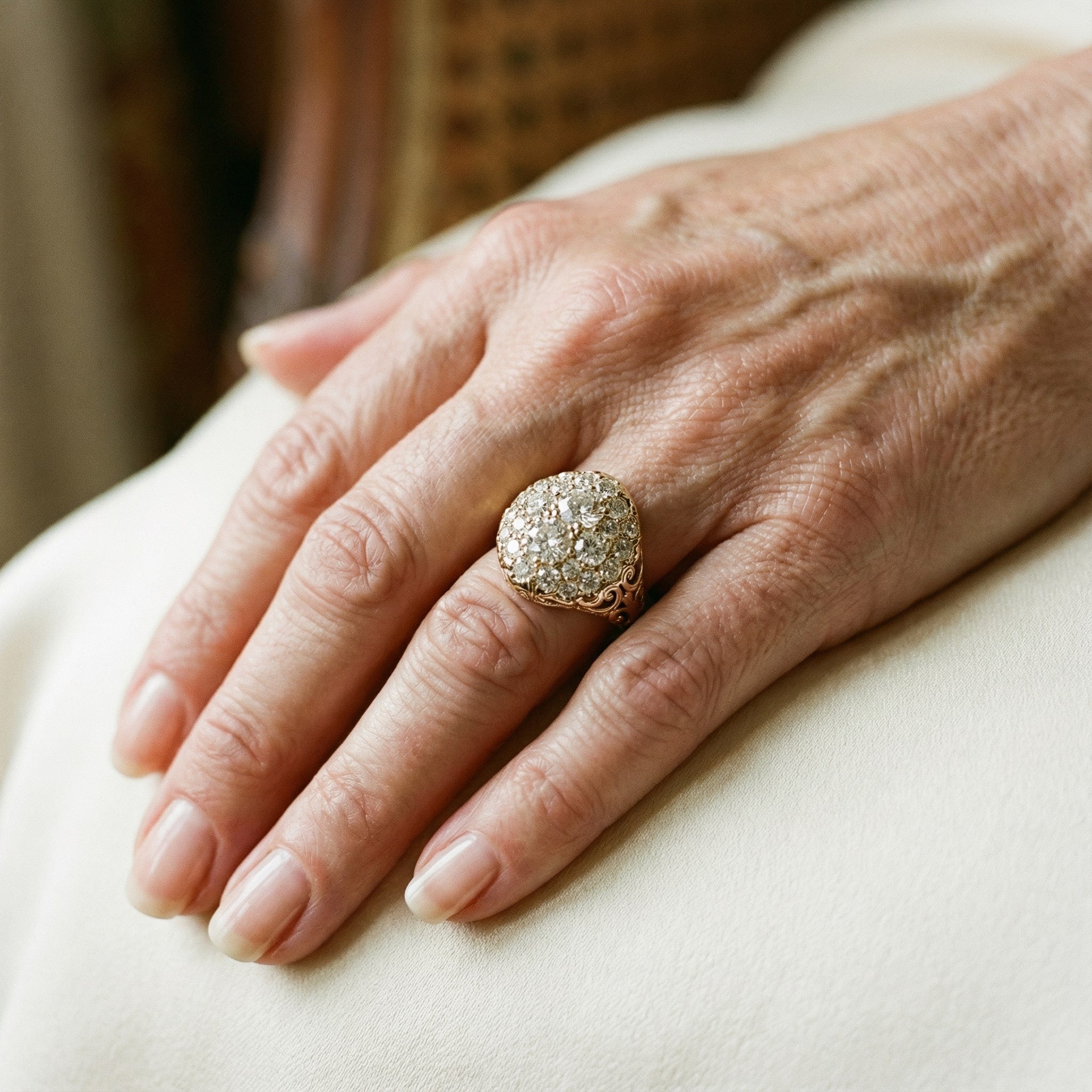 Anello retro in argento rosso con diamante