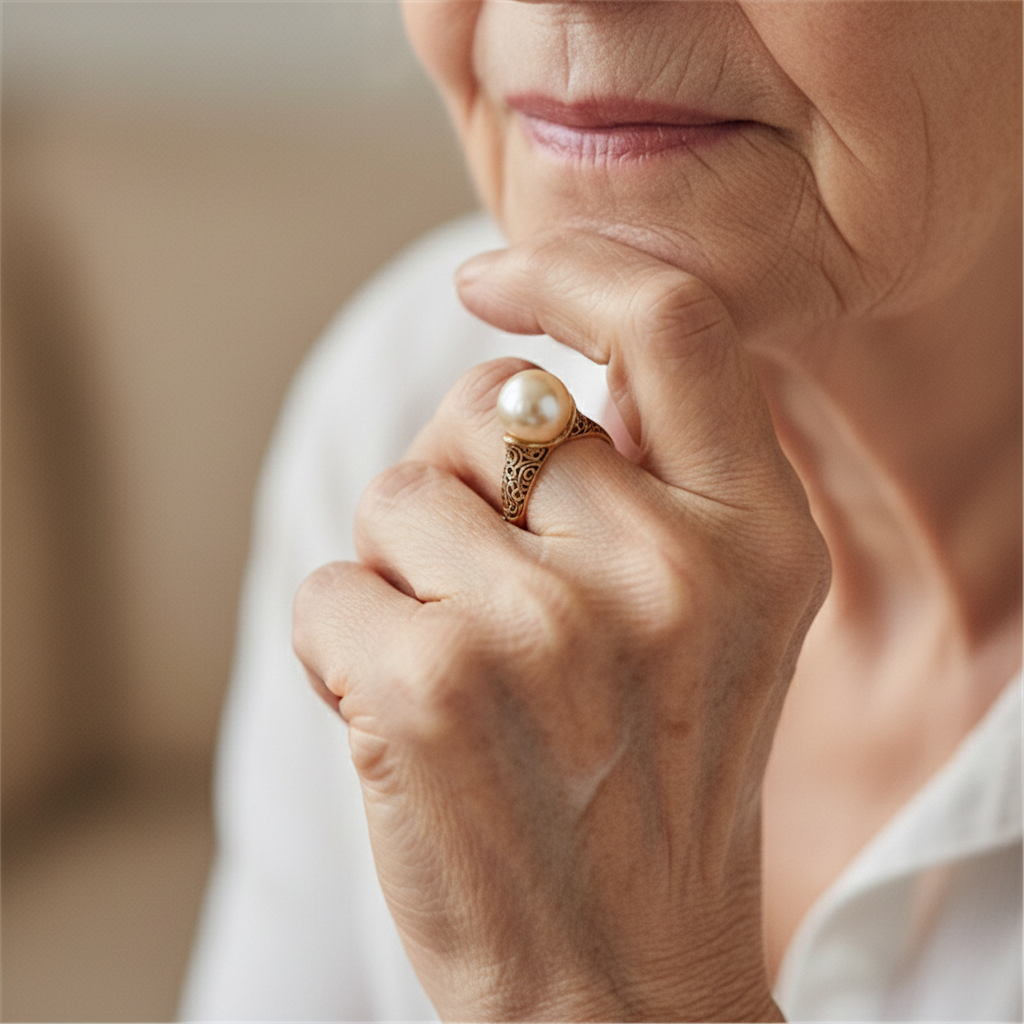 Anello retrò in oro con perla