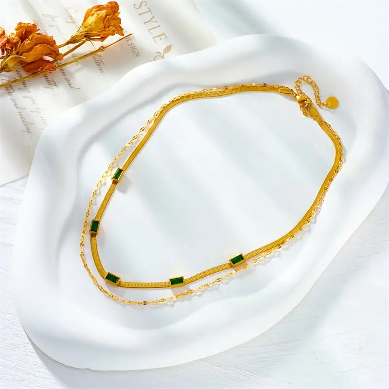 Collana retrò dorata a due strati "Sorella Gem"