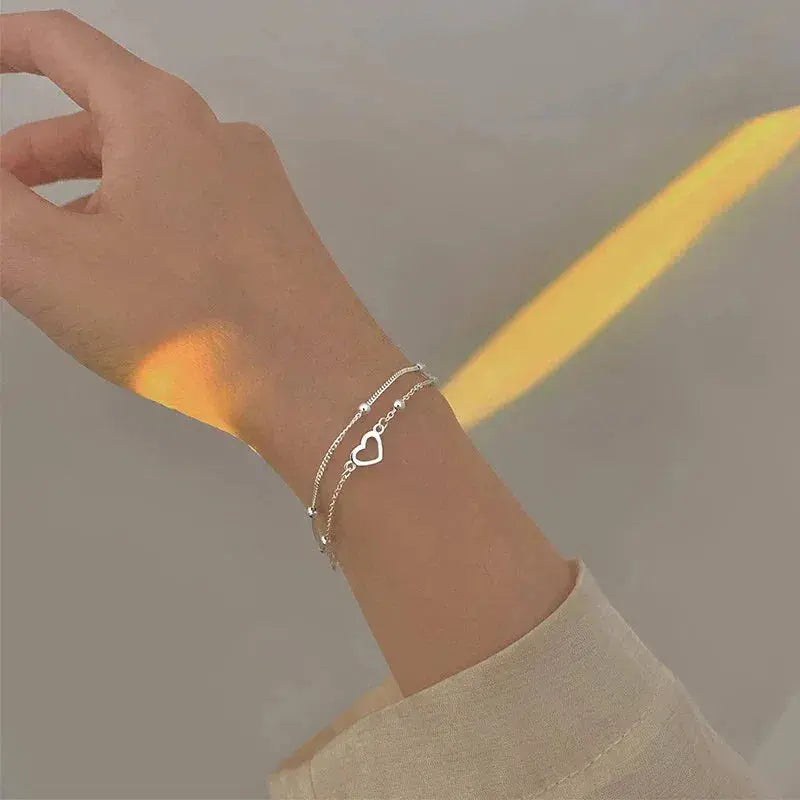 Bracciale Regolabile in Argento con Cuore