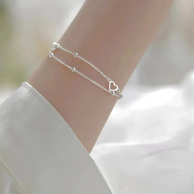 Bracciale Regolabile in Argento con Cuore