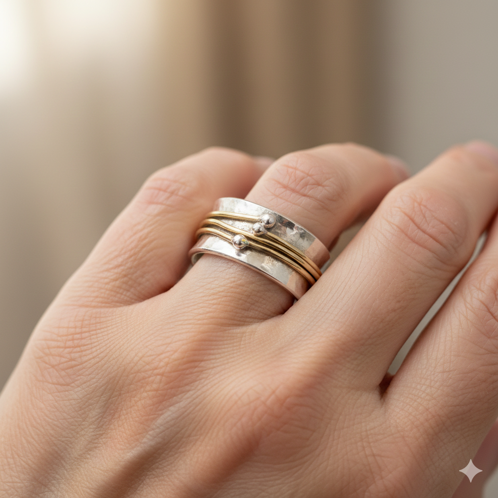 Anello Vintage Oro con Strati in Argento