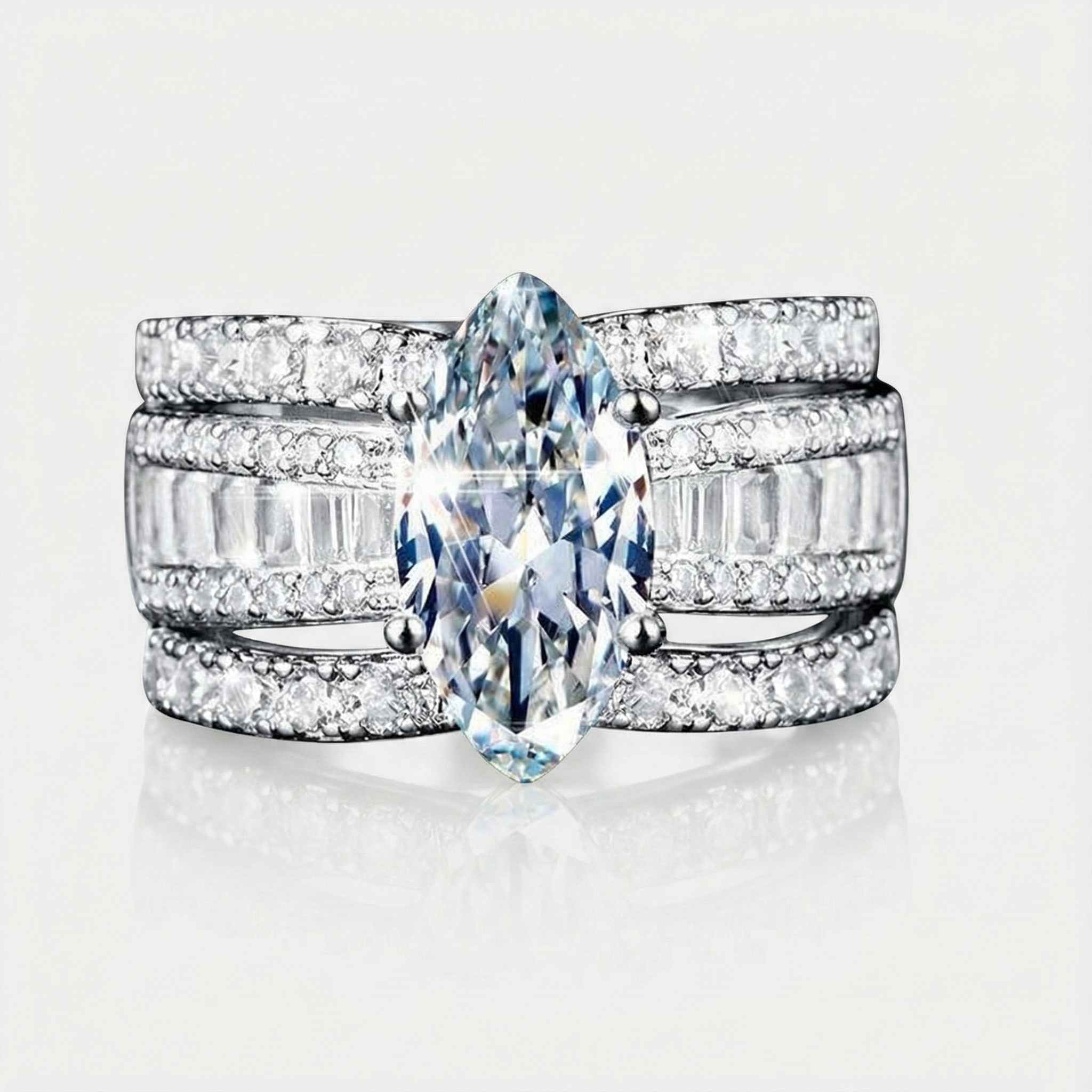 Verena – Set di anelli con cristallo e dettagli dorati.