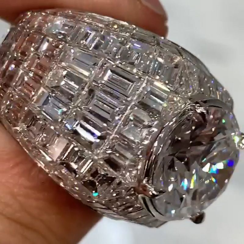 Anna-Lena – Anello con diamante in argento a taglio rotondo.